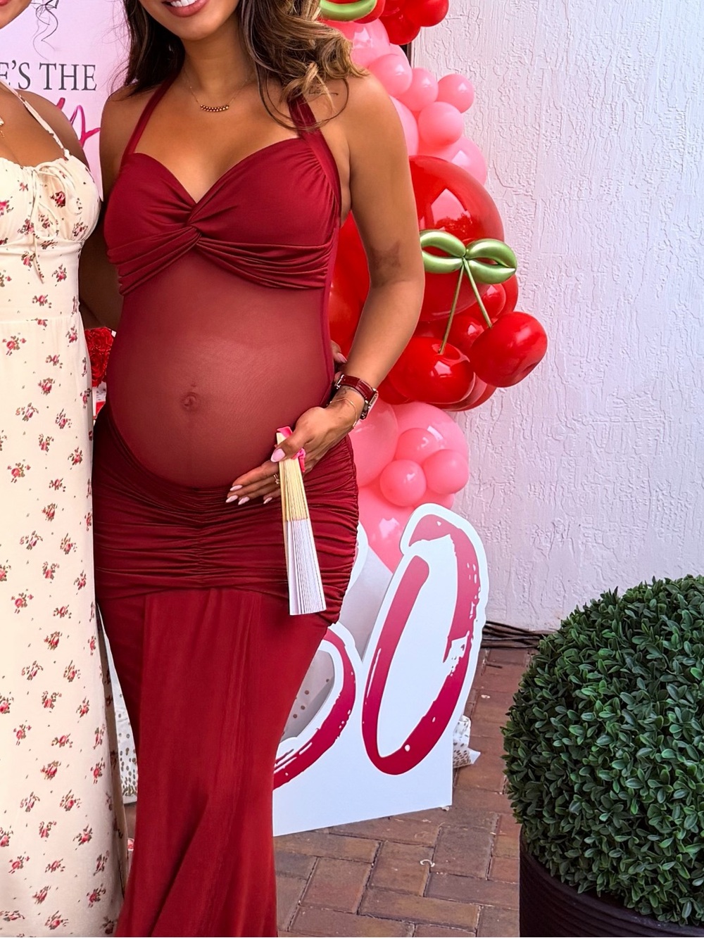 Red Maternity Maxi Dress